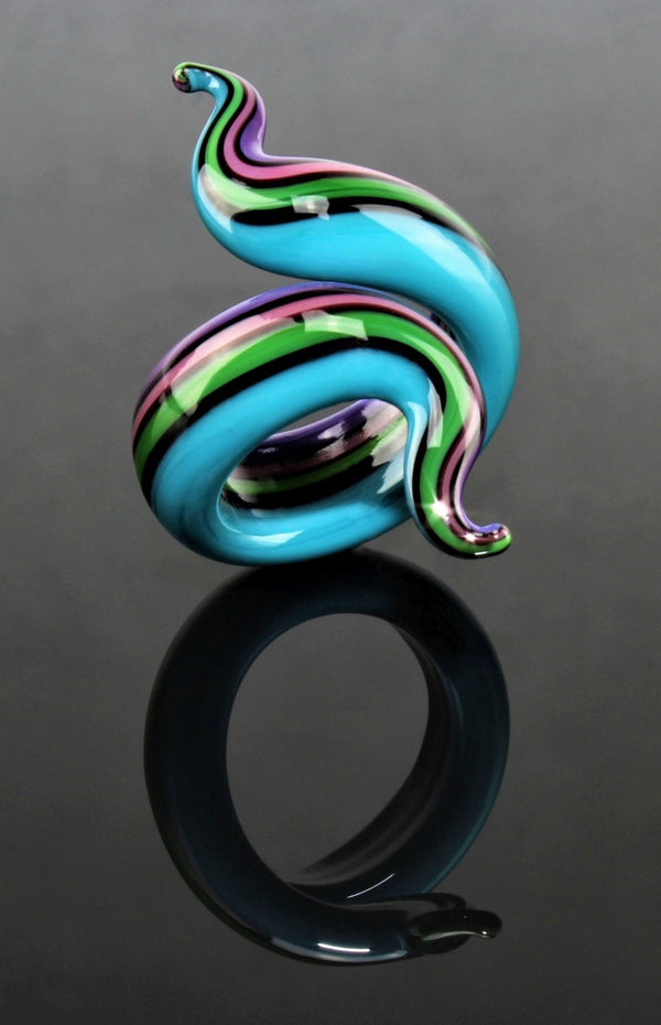 Ring "Eva",multicolor-violett-türkisblau , Borosilikatglas