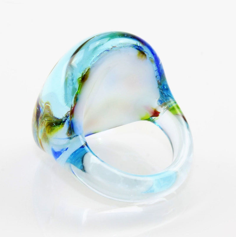 Ring "Madame" blau-grün marmoriert