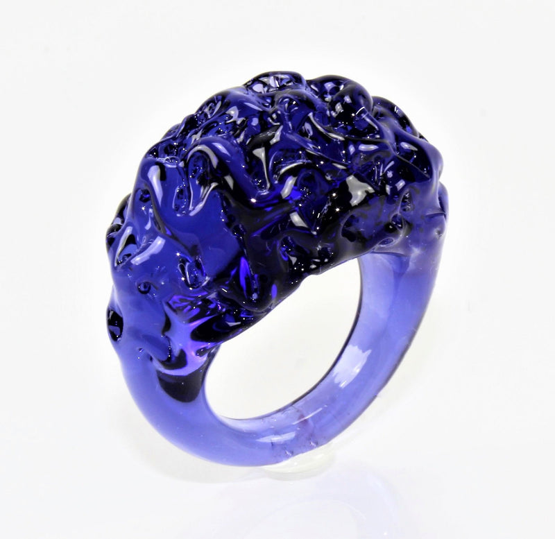 Ring "mountain and valley", Farbe: Blau-Violett , Borosilikatglas