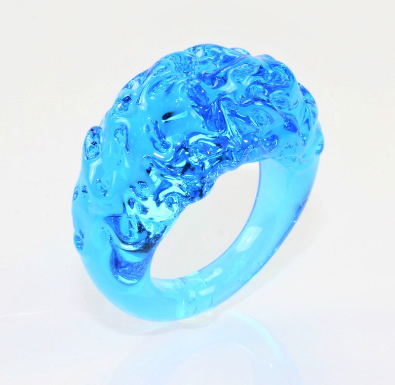 Ring "mountain and valley", Farbe: Blau-Kristall , Borosilikatglas