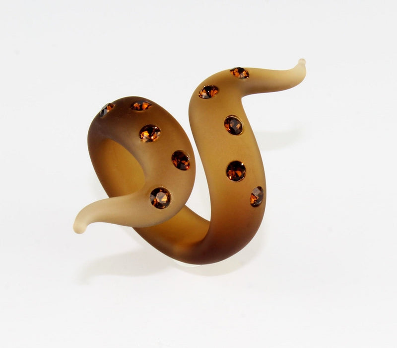 Spiral Ring "Amelia" Gold Bronce ,mit Swarovski-steinen besetzt, mattiert