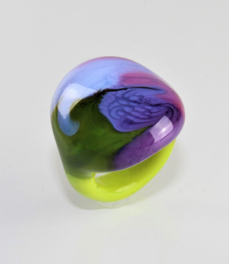 Ring "Arizona" , Borosilikatglas, multicolor, violett-grün