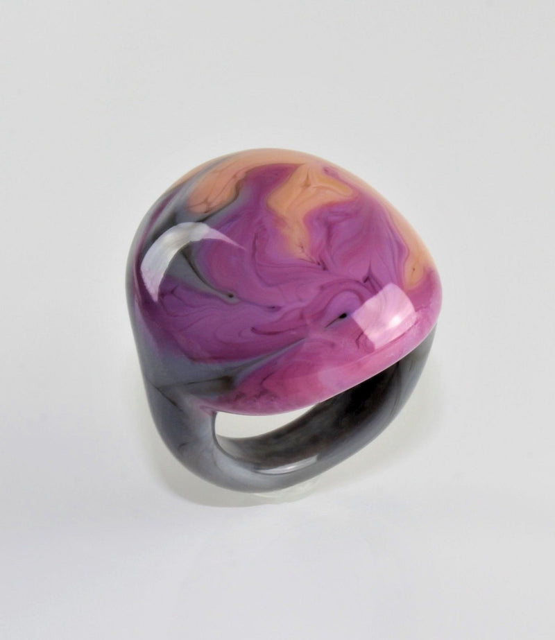 Ring "Arizona" , Borosilikatglas, multicolor, grau-violett
