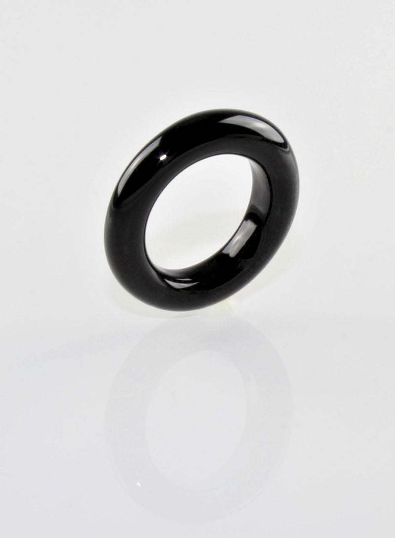Ring "Loop" Borosilikatglas schwarz klar