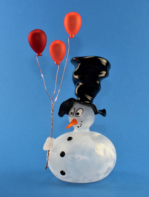 Schneemann mit Ballon und Hut , 2 Kugeln