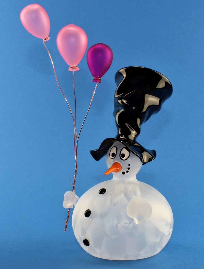 Schneemann mit Ballon und Hut , 2 Kugeln