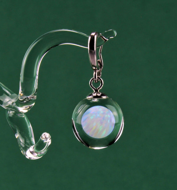Anhänger weißer Opal ,D 12 mm . 925/000 Silber rhodiniert