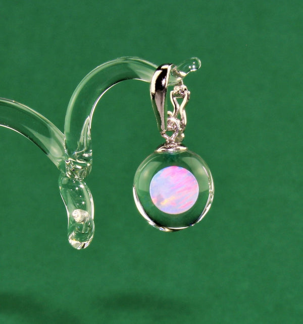 Anhänger rosa Opal ,D 12 mm . 925/000 Silber rhodiniert