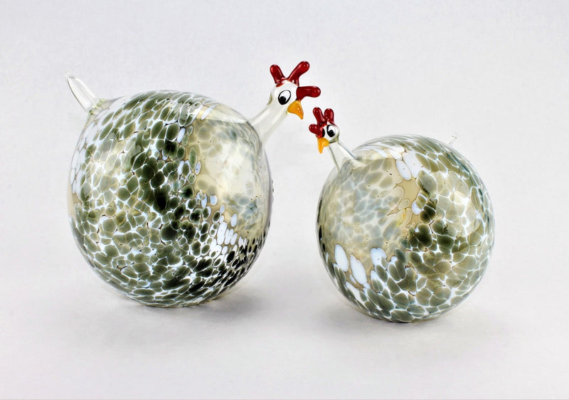 Perlhuhn marmoriert, grau,  Glas, Dekoration
