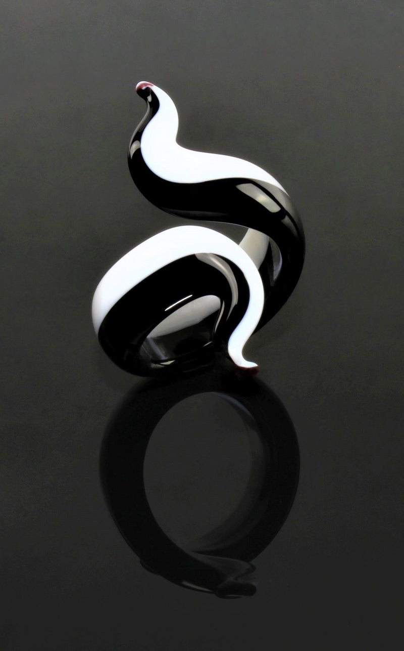 Ring "Eva", Schwarz-Weiß, Borosilikatglas