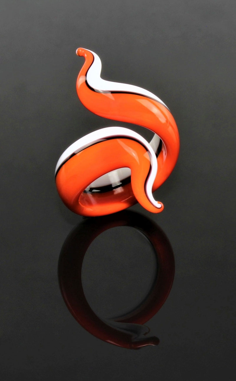 Ring "Eva", Orange , Borosilikatglas