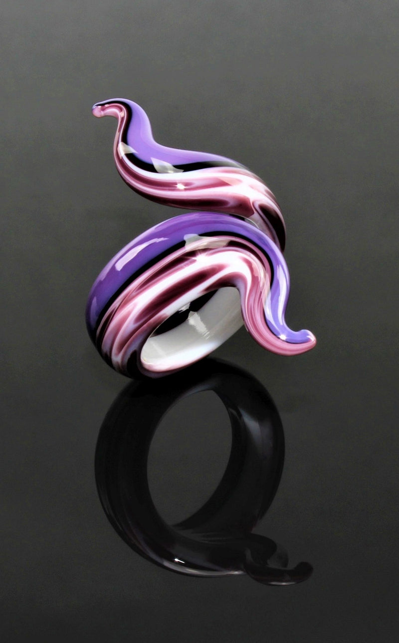 Ring "Eva", Salbei marmoriert, Borosilikatglas