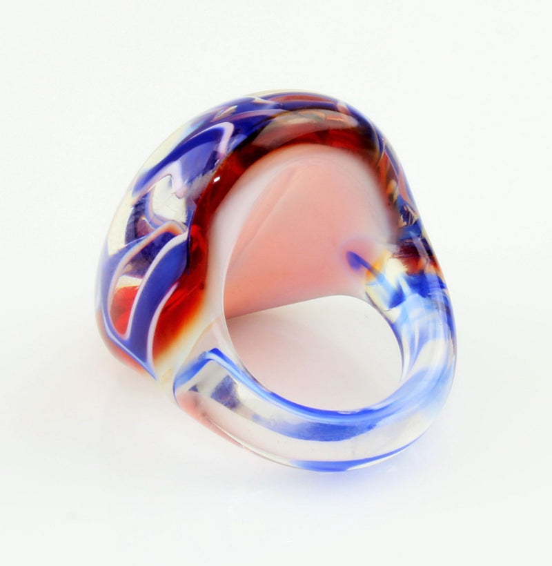 Ring "Madame" Fadenglas rot-blau